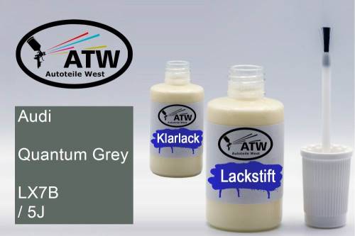 Audi, Quantum Grey, LX7B / 5J: 20ml Lackstift + 20ml Klarlack - Set, von ATW Autoteile West.